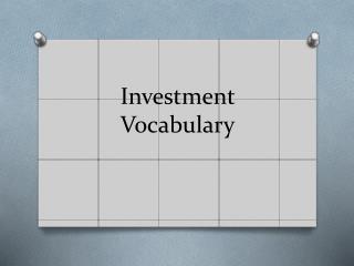 Investment Vocabulary