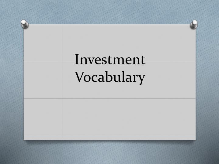 investment vocabulary