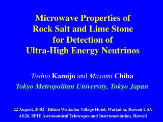Microwave Properties of Rock Salt and Lime Stone for Detection of Ultra-High Energy Neutrinos