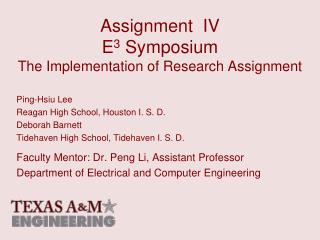 Assignment IV E 3 Symposium The Implementation of Research Assignment