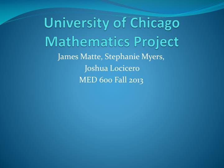 university of chicago mathematics project