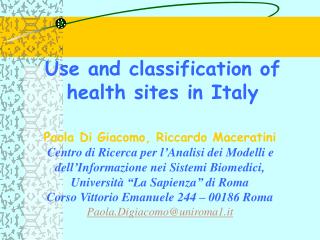 Use and classification of health sites in Italy