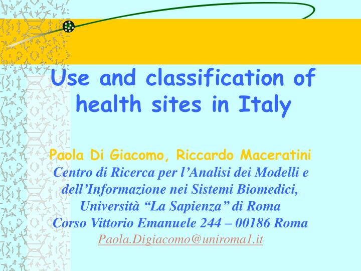 use and classification of health sites in italy