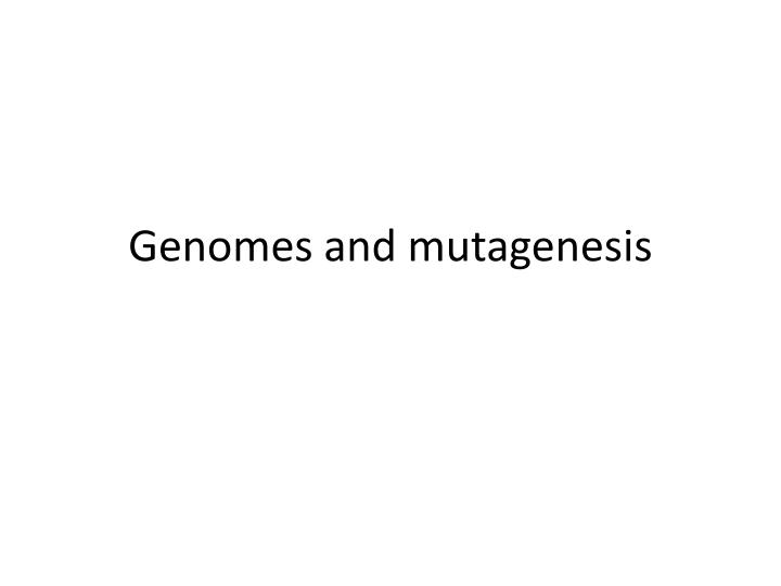 genomes and mutagenesis