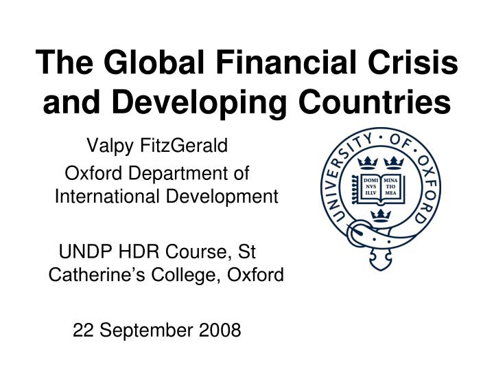 the global financial crisis and developing countries