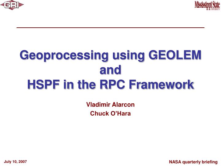 geoprocessing using geolem and hspf in the rpc framework