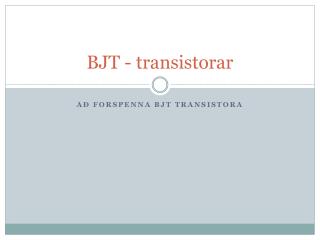 bjt transistorar
