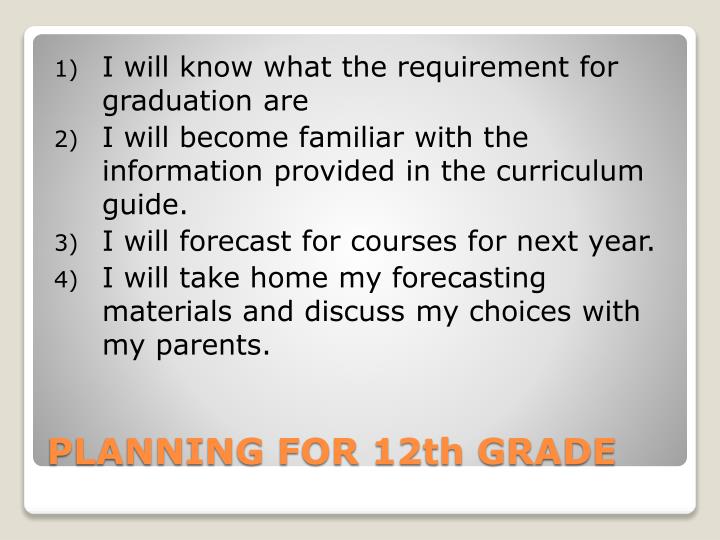 planning for 12th grade
