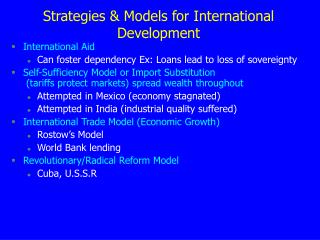 Strategies &amp; Models for International Development