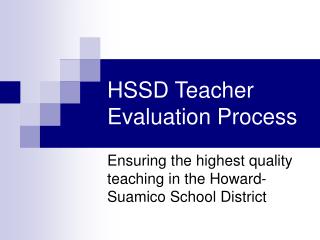 HSSD Teacher Evaluation Process