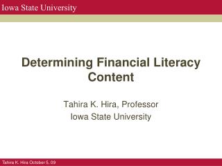 Determining Financial Literacy Content