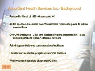 Accordant Health Services Inc.- Background