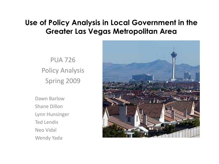 use of policy analysis in local government in the greater las vegas metropolitan area