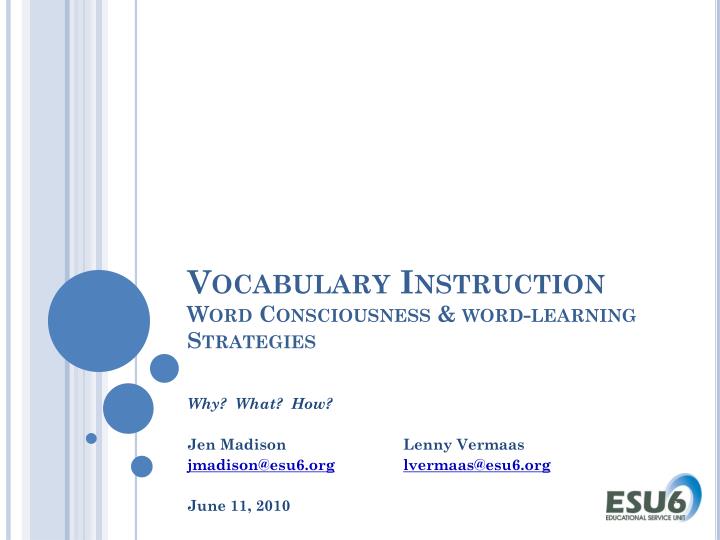 vocabulary instruction word consciousness word learning strategies