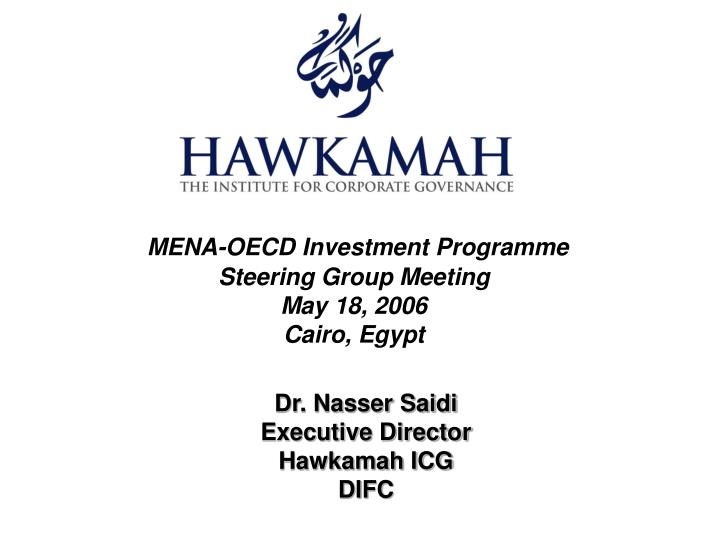 mena oecd investment programme steering group meeting may 18 2006 cairo egypt