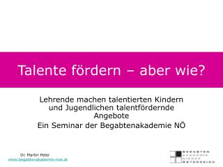 talente f rdern aber wie