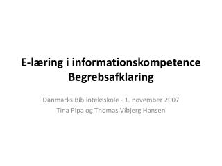 e l ring i informationskompetence begrebsafklaring