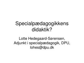 specialp dagogikkens didaktik