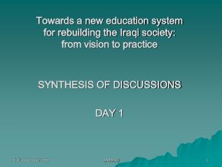 Towards a new education system for rebuilding the Iraqi society: from vision to practice