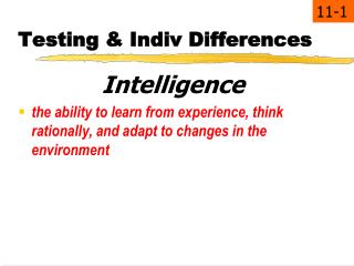 Testing &amp; Indiv Differences