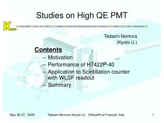 Studies on High QE PMT