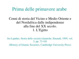 prima delle primavere arabe
