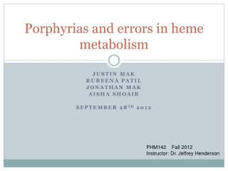 Porphyrias and errors in heme metabolism