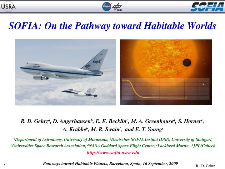sofia on the pathway toward habitable worlds