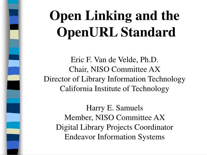 open linking and the openurl standard