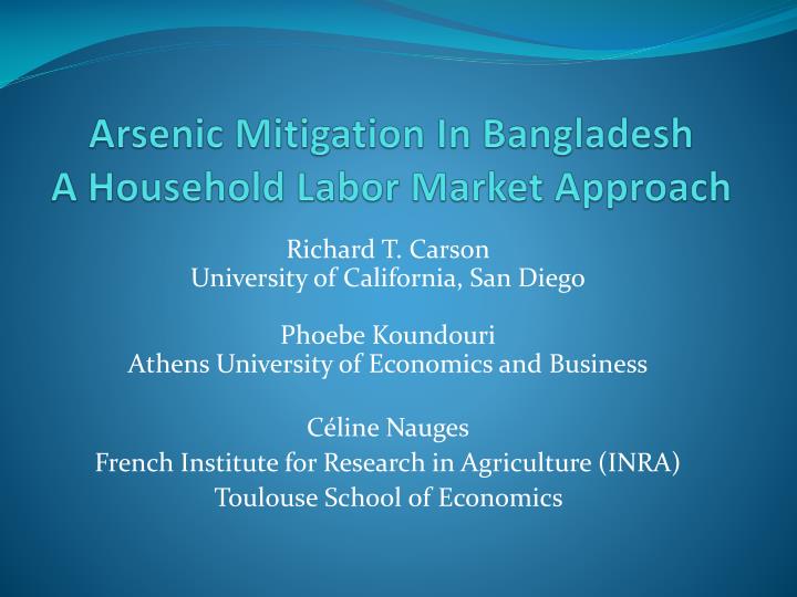 arsenic mitigation in bangladesh a household labor market approach