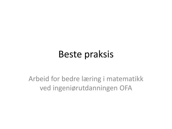 beste praksis