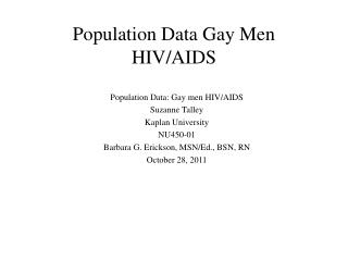 Population Data Gay Men HIV/AIDS