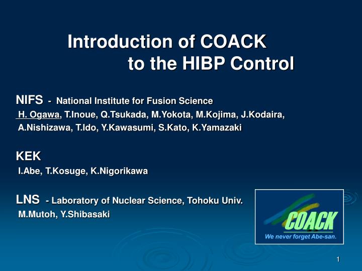introduction of coack to the hibp control