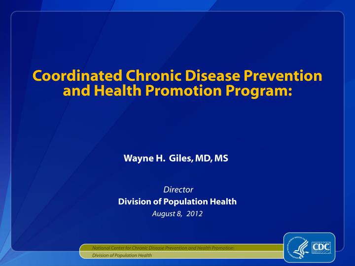 coordinated chronic disease prevention and health promotion program