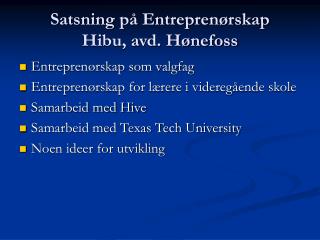 satsning p entrepren rskap hibu avd h nefoss