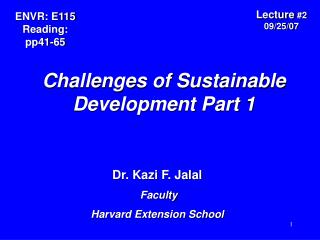 Challenges of Sustainable Development Part 1