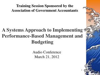 Training Session Sponsored by the Association of Government Accountants