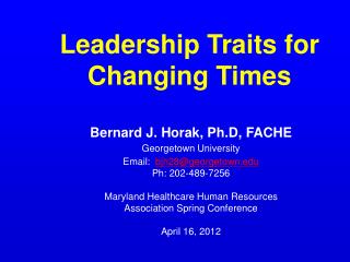 Leadership Traits for Changing Times