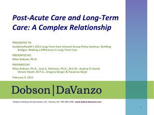 Post-Acute Care and Long-Term Care: A Complex Relationship