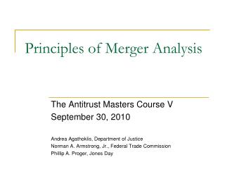 Principles of Merger Analysis
