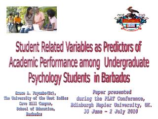 Student Related Variables as Predictors of Academic Performance among Undergraduate