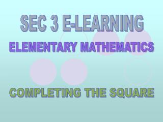 SEC 3 E-LEARNING