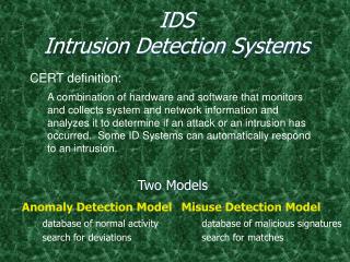 IDS Intrusion Detection Systems