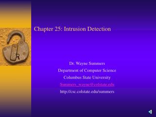 Chapter 25: Intrusion Detection