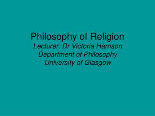 Philosophy of Religion in a Multi-cultural World