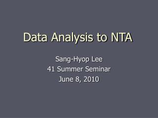 Data Analysis to NTA