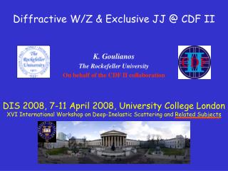 Diffractive W/Z &amp; Exclusive JJ @ CDF II