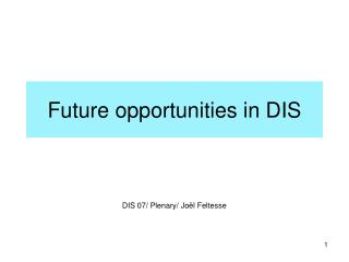 Future opportunities in DIS