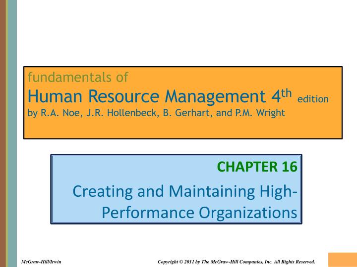 chapter 16 creating and maintaining high performance organizations