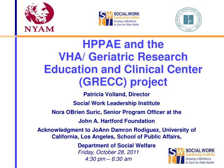hppae and the vha geriatric research education and clinical center grecc project